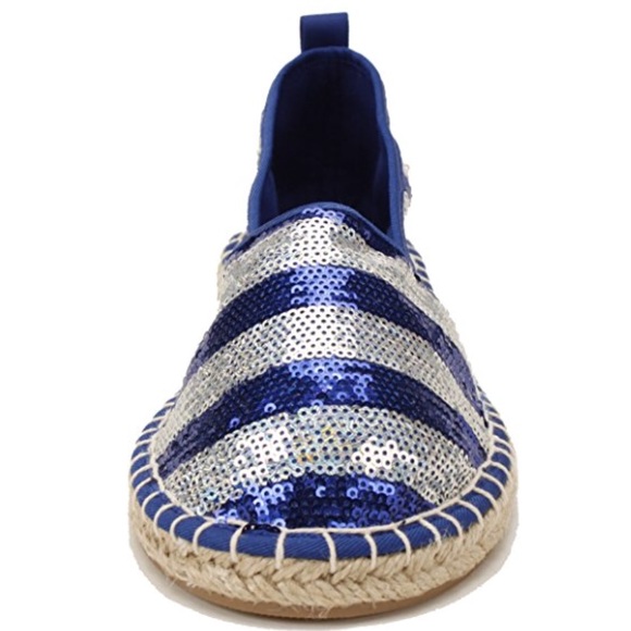Nautical Stripes Sequins Espadrille Loafer Flats - Picture 6 of 8